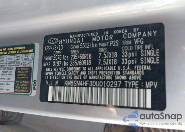 KM8SN4HF3DU010297: 44475936