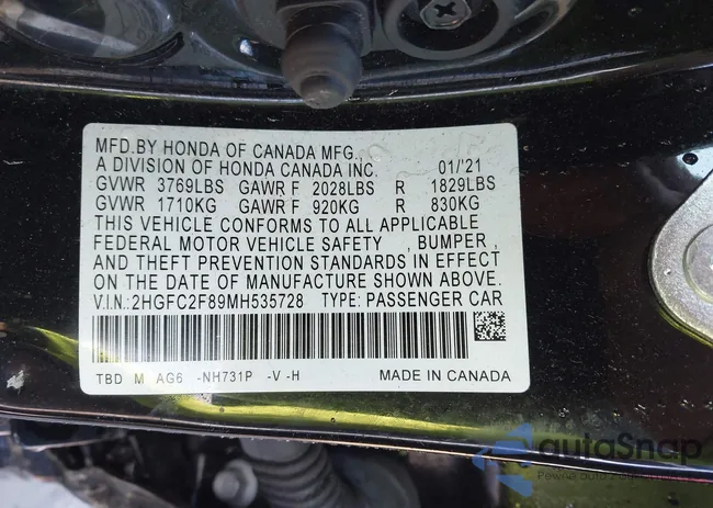 2HGFC2F89MH535728: 44475970