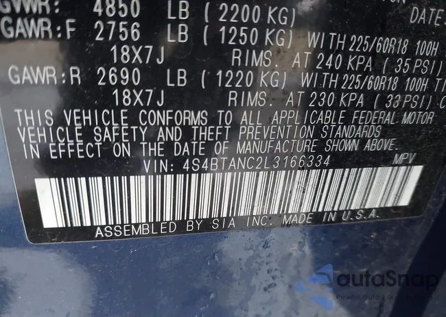 4S4BTANC2L3166334: 44475343