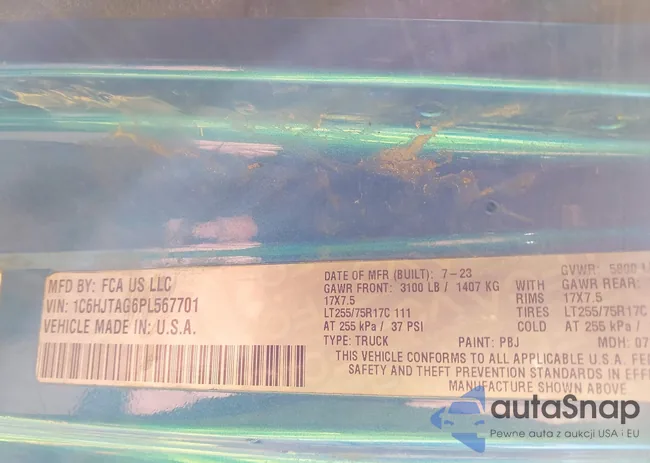 1C6HJTAG6PL567701: 44475662