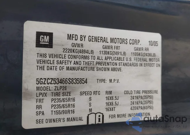 5GZCZ53466S835854: 44476815