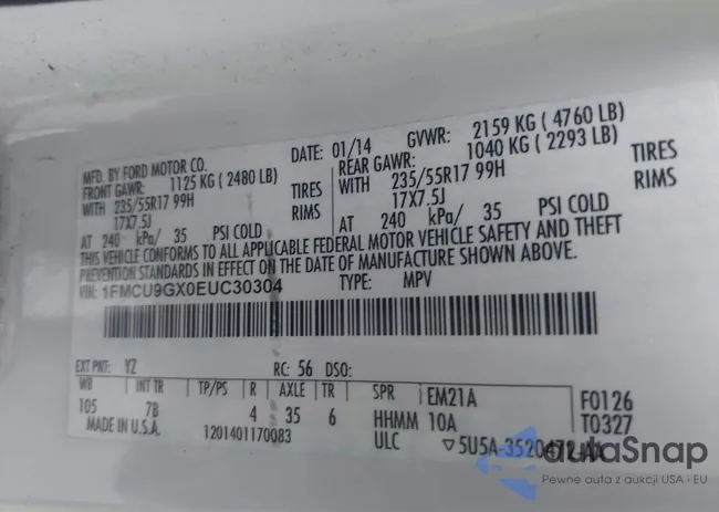 1FMCU9GX0EUC30304: 44476344