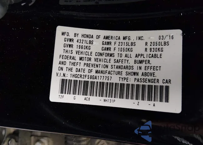 1HGCR2F58GA177757: 44476427