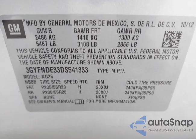 3GYFNDE33DS541333: 44476567