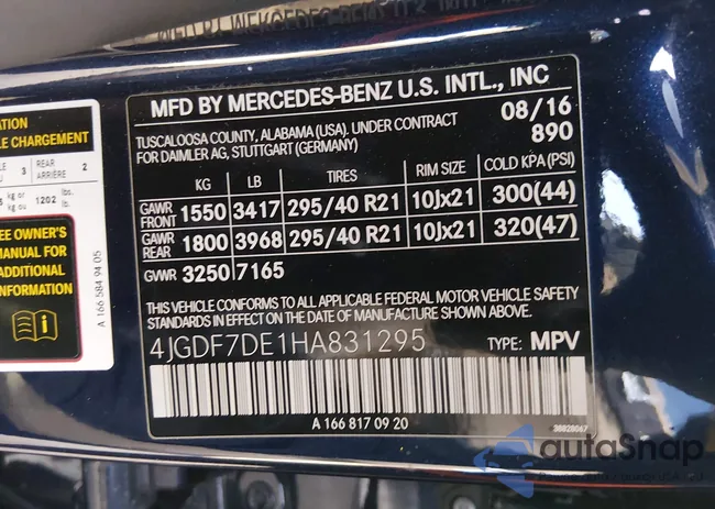 4JGDF7DE1HA831295: 44476626