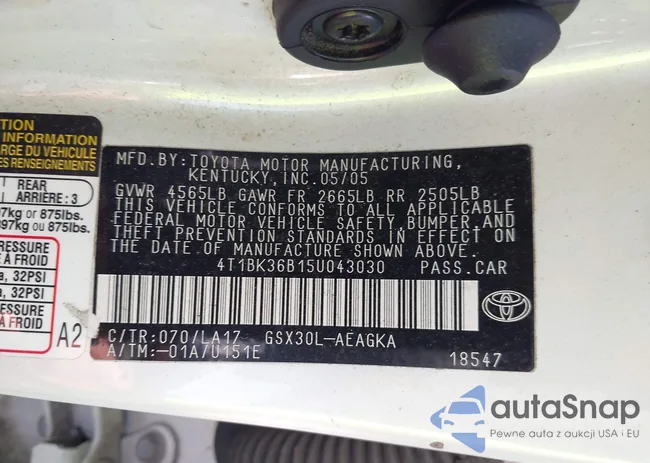 4T1BK36B15U043030: 44476645