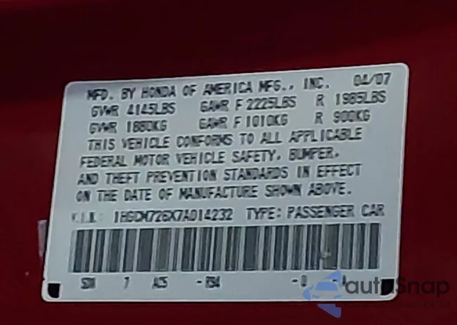 1HGCM726X7A014232: 44477892