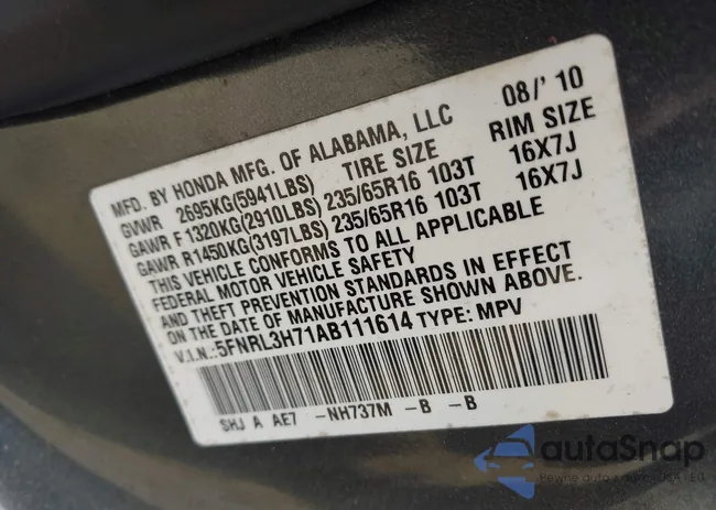 5FNRL3H71AB111614: 44478126