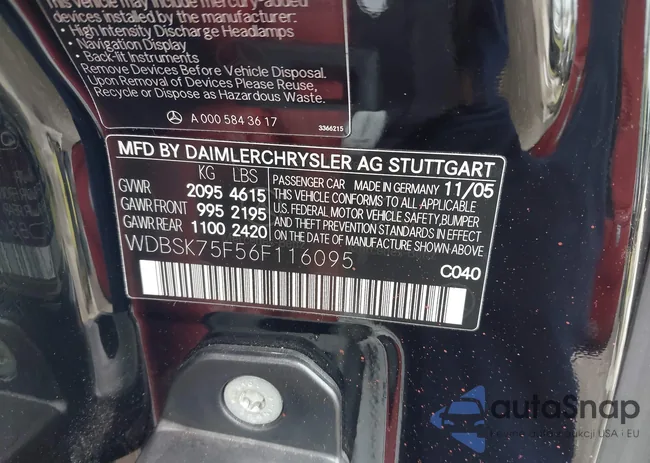 WDBSK75F56F116095: 44478245