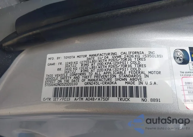 5TEUU42N05Z020133: 44478926