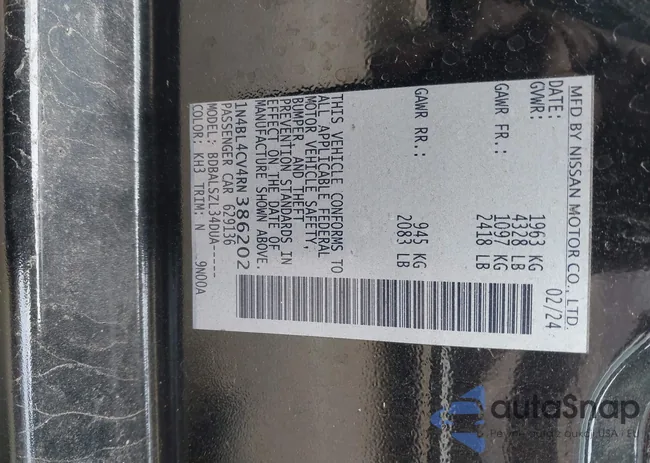 1N4BL4CV4RN386202: 44478936