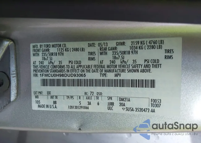 1FMCU0H98DUD93065: 44478998