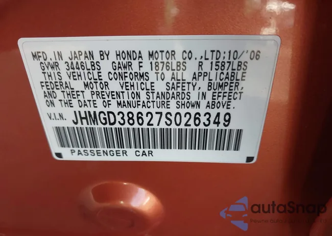 JHMGD38627S026349: 44479030