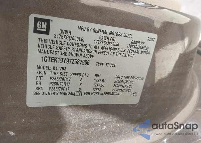 1GTEK19Y97Z587996: 44478481