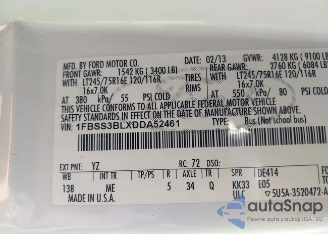 1FBSS3BLXDDA52461: 44478697