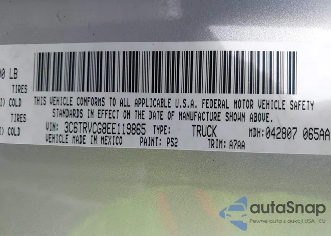 3C6TRVCG8EE119865: 44480192