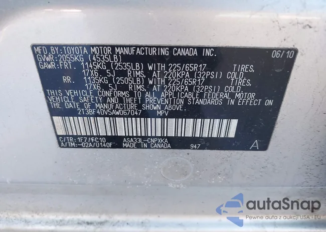 2T3BF4DV5AW067047: 44480295