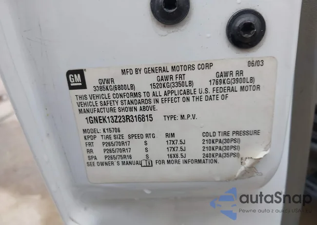 1GNEK13Z23R316815: 44481018