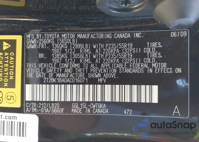 2T2BK1BA0AC016071: 44481113