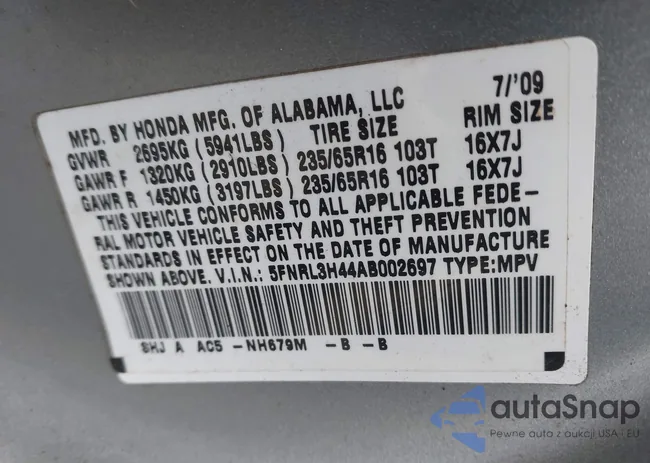 5FNRL3H44AB002697: 44481753