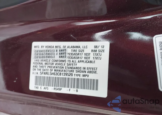 5FNRL5H63CB139520: 44481780