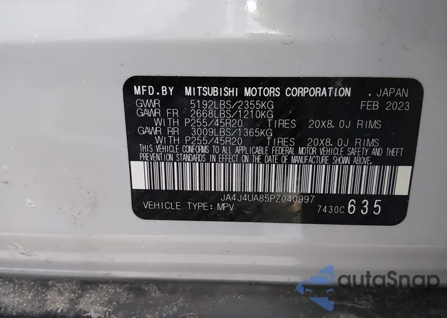 JA4J4UA85PZ040997: 44481824