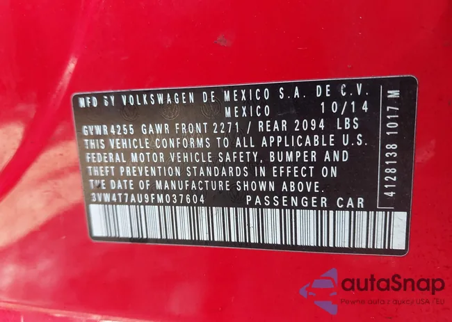 3VW4T7AU9FM037604: 44482100