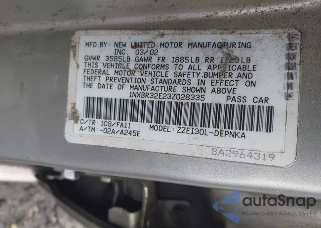 1NXBR32E23Z028335: 44481347