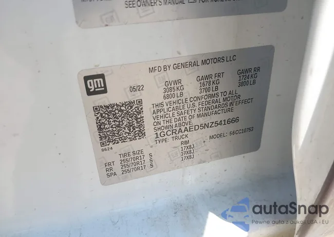 1GCRAAED5NZ541666: 44482834