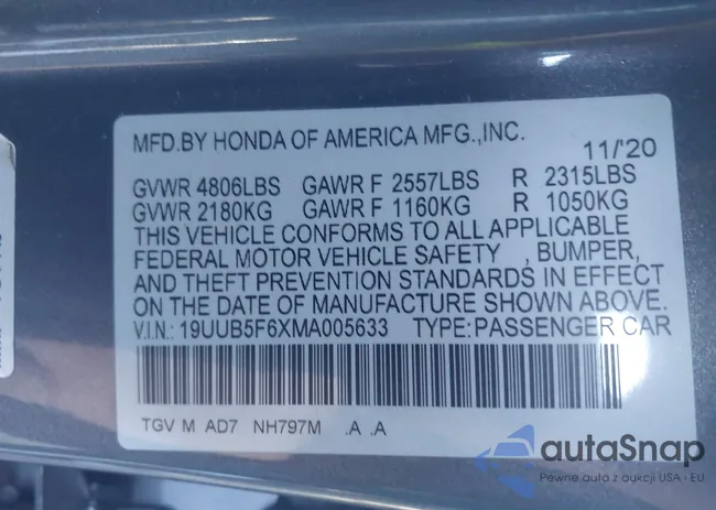 19UUB5F6XMA005633: 44482897