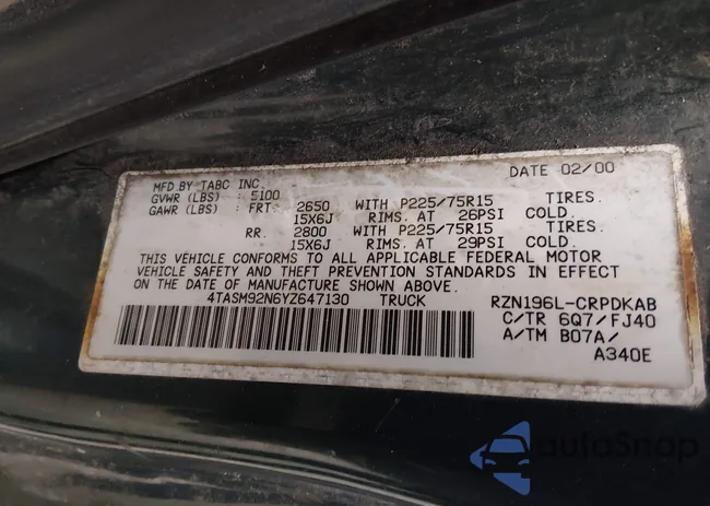 4TASM92N6YZ647130: 44482912