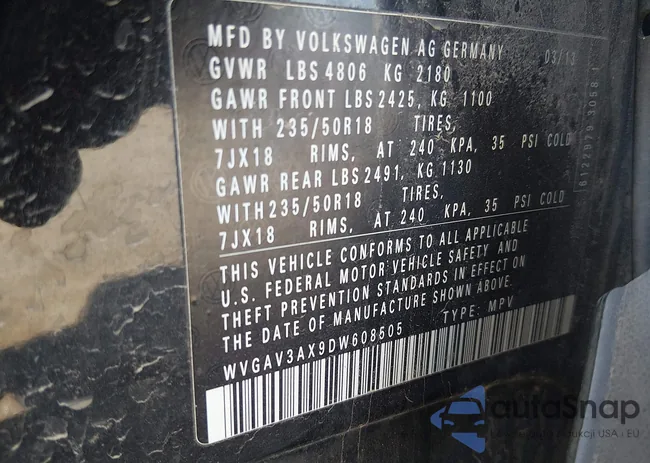 WVGAV3AX9DW608505: 44482967