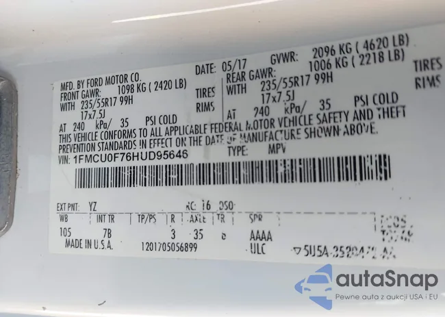 1FMCU0F76HUD95646: 44483000