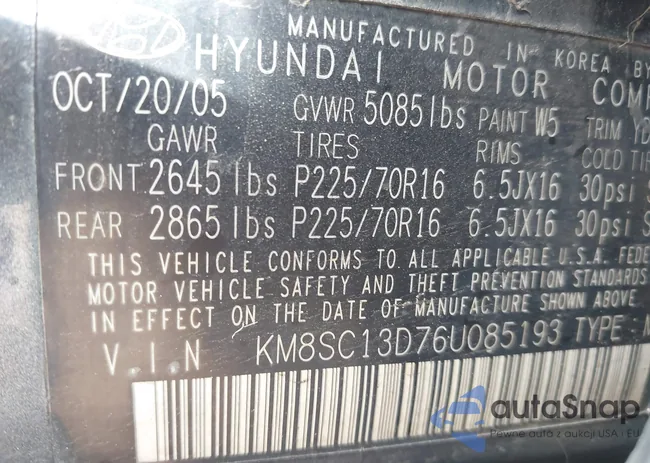 KM8SC13D76U085193: 44483144