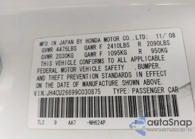 JH4CU26699C030875: 44483165