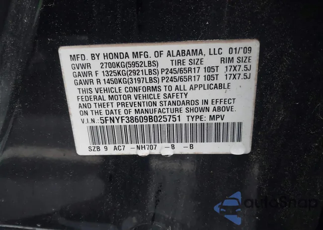 5FNYF38609B025751: 44482295