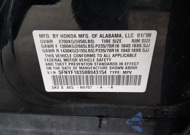 5FNYF18358B043154: 44482318