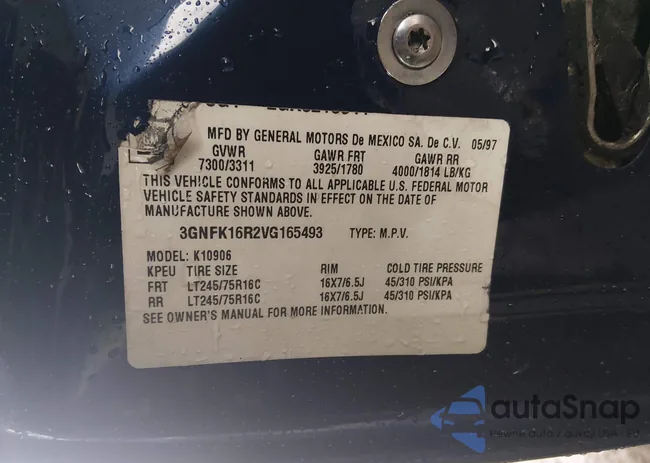 3GNFK16R2VG165493: 44482429