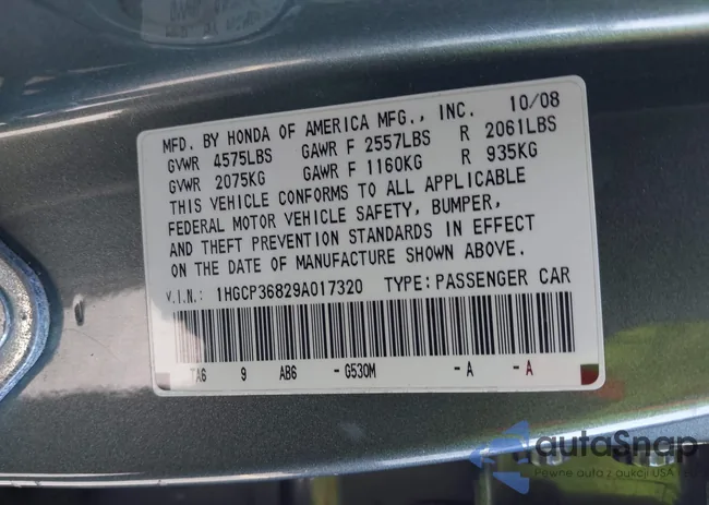 1HGCP36829A017320: 44483820