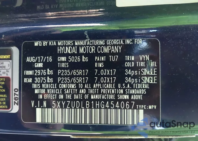 5XYZUDLB1HG454067: 44483845