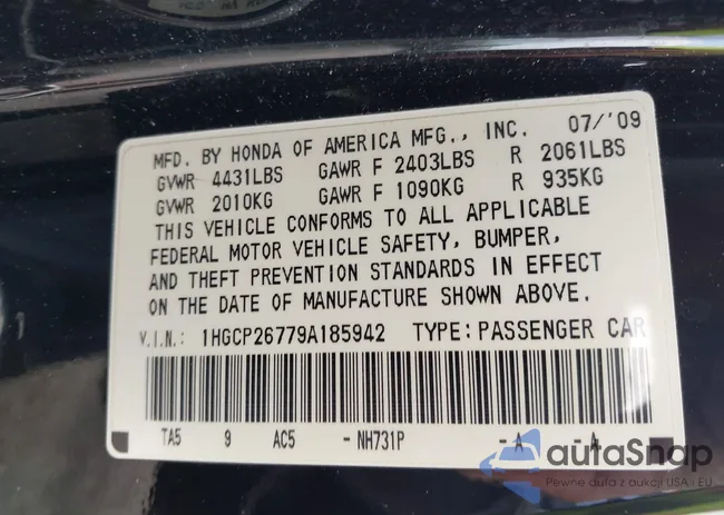 1HGCP26779A185942: 44483972