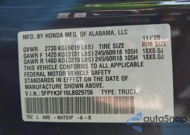 5FPYK3F16LB029756: 44484169