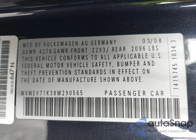 WVWEV71K38W290565: 44484175