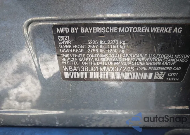 WBA13BJ01MWX37245: 44484181