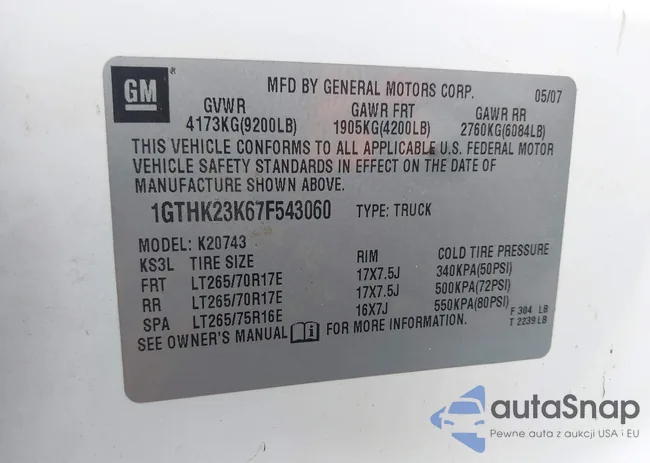 1GTHK23K67F543060: 44483360