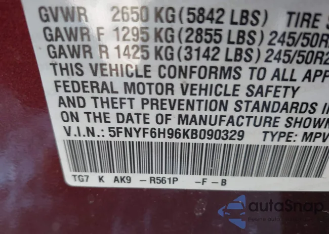 5FNYF6H96KB090329: 44483474