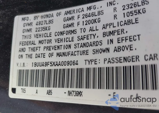 19UUA9F5XAA009064: 44483601