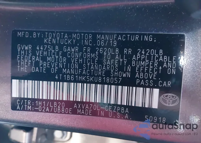 4T1B61HK5KU818057: 44484798