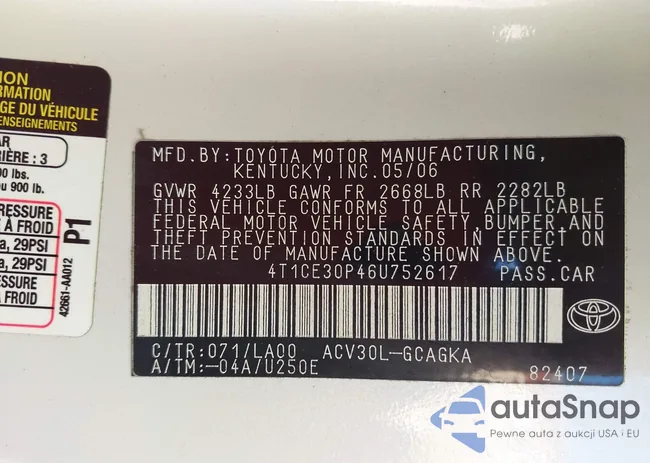 4T1CE30P46U752617: 44485018