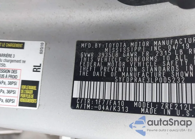 5YFDPRAE3LP005232: 44485178